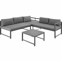 TECTAKE Canapé De Jardin FARO 5 Places - Table De Jardin, Mobilier De Jardin, Fauteuil De Jardin - Lattes - Gris -TECTAKE Soldes 2022 66852154 5