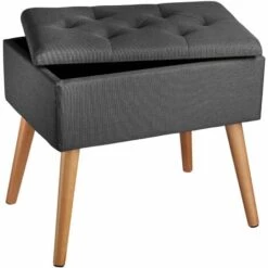 TECTAKE Banc Avec Coffre De Rangement Aspect Lin RANYA - Meuble, Mobilier, Coffre De Rangement - Gris Foncé