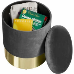 TECTAKE Pouf Coffre De Rangement Aspect Velours SARINA - Tabouret Bas, Tabouret Design, Petit Tabouret - Gris Foncé 11 TECTAKE Pouf Coffre De Rangement Aspect Velours SARINA - Tabouret Bas, Tabouret Design, Petit Tabouret - Gris Foncé -TECTAKE Soldes 2022 66852161 5