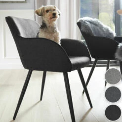 TECTAKE 8 Chaises Marilyn Aspect Lin Noir - Noir -TECTAKE Soldes 2022 66852183 2