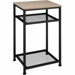 TECTAKE Table D’appoint YORK 45,5x36x75,5cm - Table D'appoint Style Industriel, Table De Rangement, Table Basse - Bois Clair Industriel, Chêne Sonoma