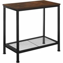TECTAKE Table D’appoint FILTON 60x30,5x60,5cm - Table D’appoint, Console, Table D’entrée - Bois Foncé Industriel