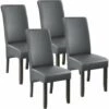 TECTAKE Lot De 4 Chaises Aspect Cuir - Lot De 4 Chaises Salle A Manger, Chaises De Cuisine, Chaises De Salon - Gris -TECTAKE Soldes 2022 66852248 1