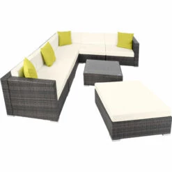 TECTAKE Canapé De Jardin MARBELLA Modulable 7 Places, Variante 2 - Table De Jardin, Mobilier De Jardin, Fauteuil De Jardin - Gris -TECTAKE Soldes 2022 66852272 3