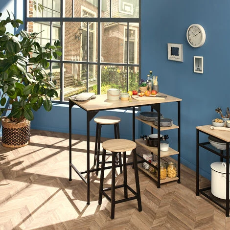 TECTAKE Table De Bar Industrielle Cannock 109x60x100cm - Table De Bar Style Industriel, Table De Bistrot, Table Haute - Bois Foncé Industriel 4 TECTAKE Table De Bar Industrielle Cannock 109x60x100cm - Table De Bar Style Industriel, Table De Bistrot, Table Haute - Bois Foncé Industriel – Image 2