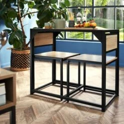 TECTAKE Ensemble MILTON Table + 2 Chaises Style Vintage - Groupe De Salle à Manger, Ensemble De Salle à Manger, Ensemble De Table à Manger - Bois Foncé Industriel -TECTAKE Soldes 2022 67432359 3