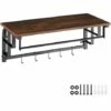 TECTAKE Porte-manteau à Suspendre Westwood - Vestiaire Mural, étagère Murale Avec Surface De Rangement, Barre Porte-manteau - Bois Foncé Industriel -TECTAKE Soldes 2022 67432390 1