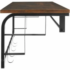 TECTAKE Porte-manteau à Suspendre Westwood - Vestiaire Mural, étagère Murale Avec Surface De Rangement, Barre Porte-manteau - Bois Foncé Industriel -TECTAKE Soldes 2022 67432390 3