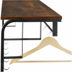 TECTAKE Porte-manteau à Suspendre Westwood - Vestiaire Mural, étagère Murale Avec Surface De Rangement, Barre Porte-manteau - Bois Foncé Industriel -TECTAKE Soldes 2022 67432390 5