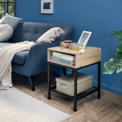 TECTAKE Table De Chevet HARLOW 40,5x40,5x52,5cm - Table De Chevet Avec Compartiment Ouvert, Table De Chambre à Coucher, Table D’appoint -TECTAKE Soldes 2022 67432394 4