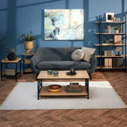 TECTAKE Table Basse PITTSBURGH 100x55x45,5cm - Table Basse De Style Industriel, Table De Salon, Table De Canapé - Bois Foncé Industriel -TECTAKE Soldes 2022 67558076 2