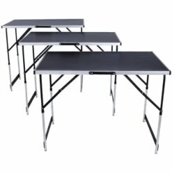 TECTAKE Lot De 3 Tables à Tapisser Pliables En Aluminium - Noir