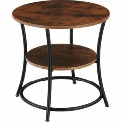 TECTAKE Table D’appoint Saint Louis 55x56cm - Table D’appoint De Style Industriel, Table Basse, Table De Canapé - Bois Foncé Industriel