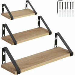 TECTAKE 3 étagères Suspendues Cowell - Ensemble De 3 étagères Suspendues Au Style Industriel, étagère Murale, étagère Flottante