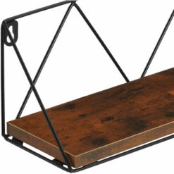 TECTAKE 2 étagères Suspendues Rockport - Lot De 2 étagères Suspendues Style Industriel, étagère Murale, étagère Flottante - Bois Foncé Industriel -TECTAKE Soldes 2022 69571618 5