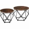 TECTAKE 2 Tables Basses Benham - Table Basse De Style Industriel, Table De Salon, Table De Canapé - Bois Foncé Industriel -TECTAKE Soldes 2022 70071767 1