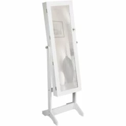 TECTAKE Meuble à Bijoux Armoire à Bijoux Avec Miroir 147 Cm X 45 Cm X 37 Cm Blanc - Blanc