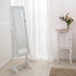 TECTAKE Meuble à Bijoux Armoire à Bijoux Avec Miroir 147 Cm X 45 Cm X 37 Cm Blanc - Blanc -TECTAKE Soldes 2022 70139142 3