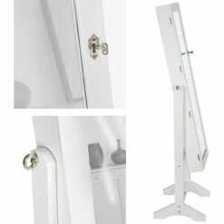 TECTAKE Meuble à Bijoux Armoire à Bijoux Avec Miroir 147 Cm X 45 Cm X 37 Cm Blanc - Blanc -TECTAKE Soldes 2022 70139142 5