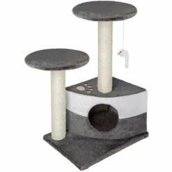 TECTAKE Arbre à Chat TOMMY 71 cm - Griffoir, Grattoir Geant, Cadre D´escalade Pour Chat - Gris/blanc