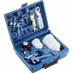TECTAKE 2 Pistolets à Peinture HVLP à Basse Pression Avec Buses 1,7 Mm + 1,0 Mm Avec Coffret Bleu - Bleu -TECTAKE Soldes 2022 7513756 4