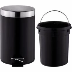 TECTAKE Set De Salle De Bain Toilettes WC Design 3 Pièces Noir: 1 Poubelle, 1 Balayette Brosse, 1 Dérouleur De Papier Toilette - Noir -TECTAKE Soldes 2022 7513792 3