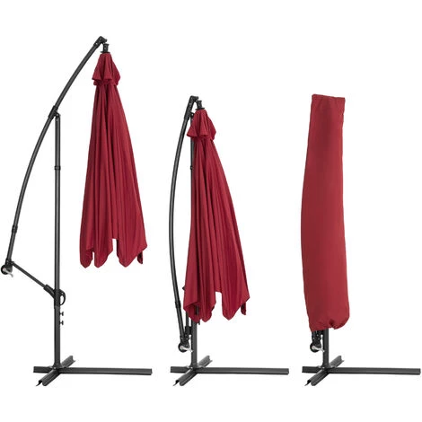 TECTAKE Parasol Déporté Inclinable Rouge Pied En Métal + Housse De Protection - Rouge 7 TECTAKE Parasol Déporté Inclinable Rouge Pied En Métal + Housse De Protection - Rouge – Image 5