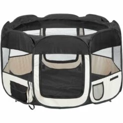 TECTAKE Parc Pour Chien Chat Pliable 115 Cm X 115 Cm X 64 Cm Noir + 1 Housse De Transport - Noir