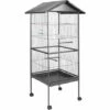 TECTAKE Cage à Oiseaux Argentée 162 Cm De Haut + Mangeoire + Perchoirs - Gris Anthracite -TECTAKE Soldes 2022 7513824 1