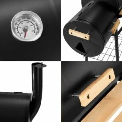 TECTAKE Barbecue, Grill, Fumoir, Smoker Américain XXL Avec Thermomètre De Température - Charbon De Bois - Noir -TECTAKE Soldes 2022 7513844 5