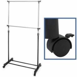 TECTAKE Portant à Vêtements, Portant à Roulettes, 1 Tringle Réglable 76 Cm X 42 Cm X 157 Cm Noir - Noir -TECTAKE Soldes 2022 7513848 5