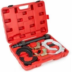 TECTAKE Compresseur De Ressort D'Amortisseurs McPherson Auto Moto Avec Ressorts 80 Mm à 190 Mm + 1 Coffret Rouge - Rouge