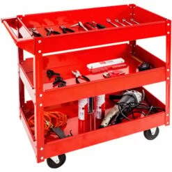 TECTAKE Servante D'Atelier Mobile à Outils Charge 100 Kg 3 Etages Rouge - Rouge -TECTAKE Soldes 2022 7513861 3