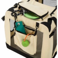 TECTAKE Cage De Transport Pour Chien Mobile Pliable Et Transportable Taille M - 60,5 Cm X 42,5 Cm X 42,5 Cm + Tapis De Sol - Beige -TECTAKE Soldes 2022 7513901 5