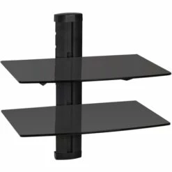 TECTAKE 2 Etagères Murales Design Réglables En Verre 45 Cm X 42 Cm X 30 Cm Noir - Noir