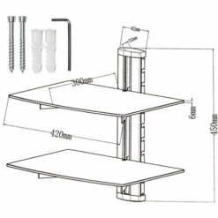 TECTAKE 2 Etagères Murales Design Réglables En Verre 45 Cm X 42 Cm X 30 Cm Noir - Noir -TECTAKE Soldes 2022 7513912 4