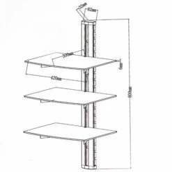 TECTAKE 3 Etagères Murales Design Réglables En Verre 80 Cm X 42 Cm X 33 Cm Noir - Noir -TECTAKE Soldes 2022 7513913 4