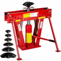 TECTAKE Presse Hydraulique 12 Tonnes 90°+ 6 Matrices + Accessoires - Rouge