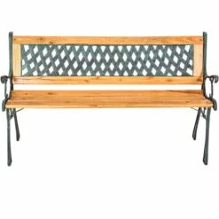 TECTAKE Banc De Jardin En Bois Et Fonte 128 Cm X 51 Cm X 73 Cm - Motif Tressé - Marron -TECTAKE Soldes 2022 7513998 3