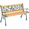TECTAKE Banc De Jardin En Bois Et Fonte 124 Cm X 52 Cm X 74 Cm - Motif Fleurs - Marron