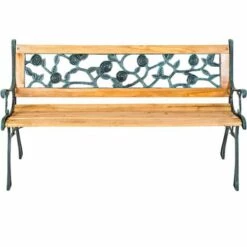 TECTAKE Banc De Jardin En Bois Et Fonte 124 Cm X 52 Cm X 74 Cm - Motif Fleurs - Marron -TECTAKE Soldes 2022 7513999 5