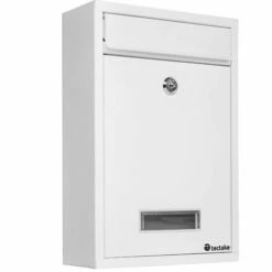 TECTAKE Boite Aux Lettres, Boite Aux Lettres Design Basic, Boite Aux Lettres Acier Murale 215 Mm X 90 Mm X 320 Mm Blanc - Blanc -TECTAKE Soldes 2022 7514042 3