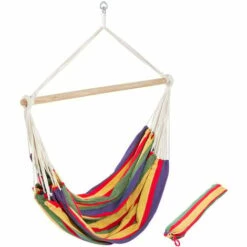 TECTAKE Hamac Suspendu Chaise Multicolore - 185 Cm X 125 Cm + Sac De Rangement - Multicolore