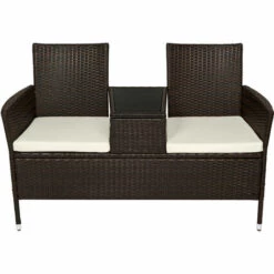 TECTAKE 2 Fauteuils Avec Table Intégrée En Résine Tressée Marron - Marron -TECTAKE Soldes 2022 7514060 3