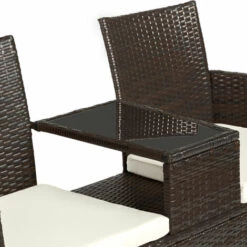 TECTAKE 2 Fauteuils Avec Table Intégrée En Résine Tressée Marron - Marron -TECTAKE Soldes 2022 7514060 4