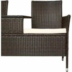 TECTAKE 2 Fauteuils Avec Table Intégrée En Résine Tressée Marron - Marron -TECTAKE Soldes 2022 7514060 5