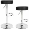 TECTAKE Lot De 2 Tabourets De Bar Ronds Pied En Métal Pivotants Et Réglables En Hauteur 63 Cm - 83,5 Cm Noir - Noir -TECTAKE Soldes 2022 7514065 1