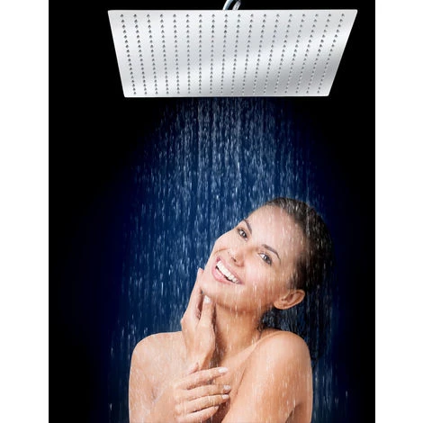 TECTAKE Pommeau De Douche De Tête Carrée à Effet Pluie Design En Inox 40 Cm X 40 Cm - Argent 4 TECTAKE Pommeau De Douche De Tête Carrée à Effet Pluie Design En Inox 40 Cm X 40 Cm - Argent – Image 2