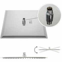 TECTAKE Pommeau De Douche De Tête Carrée à Effet Pluie Design En Inox 40 Cm X 40 Cm - Argent 9 TECTAKE Pommeau De Douche De Tête Carrée à Effet Pluie Design En Inox 40 Cm X 40 Cm - Argent -TECTAKE Soldes 2022 7514093 4