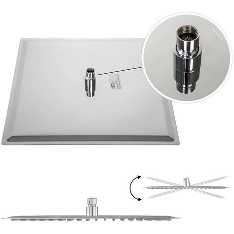 TECTAKE Pommeau De Douche De Tête Carrée à Effet Pluie Design En Inox 40 Cm X 40 Cm - Argent 6 TECTAKE Pommeau De Douche De Tête Carrée à Effet Pluie Design En Inox 40 Cm X 40 Cm - Argent – Image 4